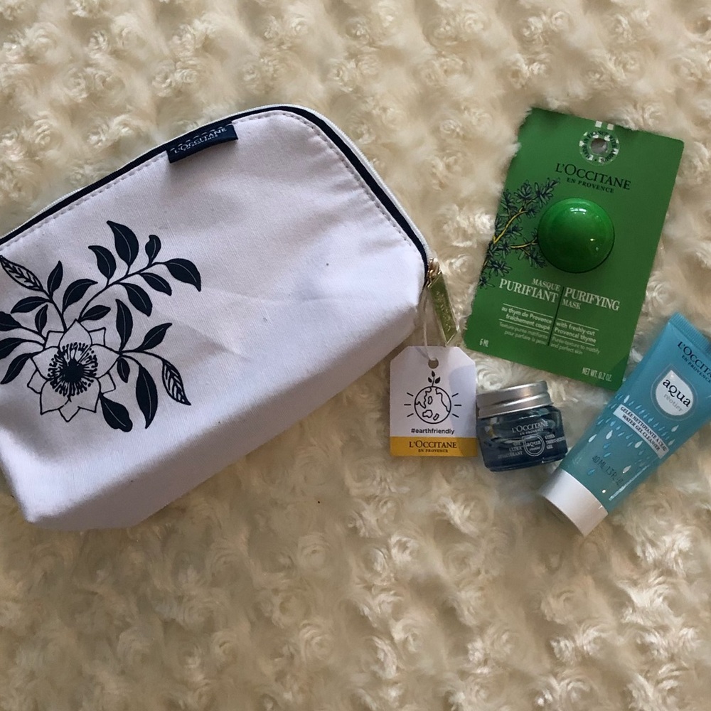 L’Occitane face bundle with travel pouch
